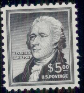 US #1053 $5.00 Hamilton, og, NH, VF, Scott $50.00