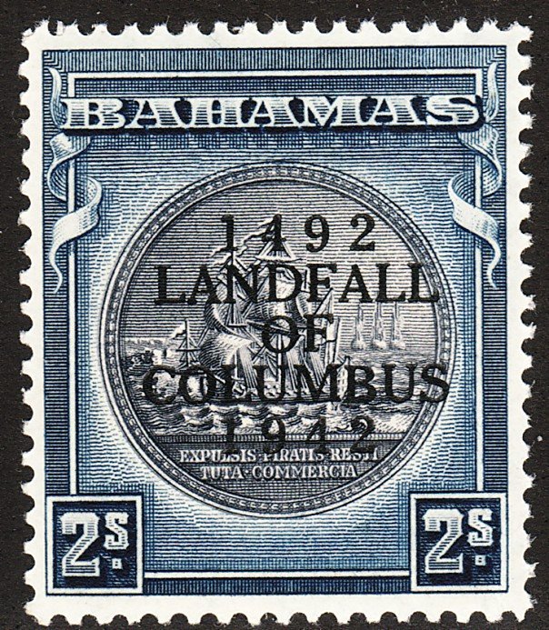 1942 Bahamas Seal of Bahamas 2/ issue 1492 Landfall of Columbus O/P MNH Sc# 126