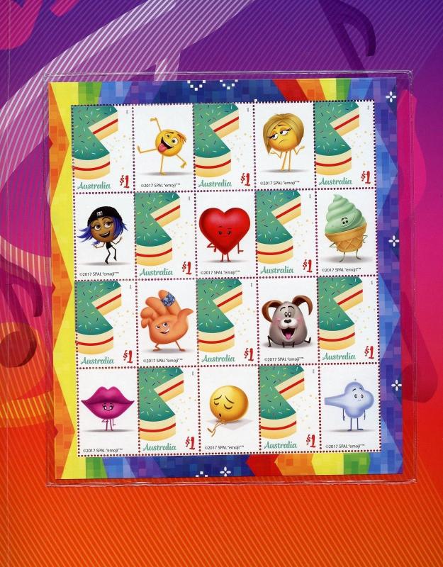 AUSTRALIA  2017 THE EMOJI MOVIE  PERSONALIZED SHEET SET FOLDER 