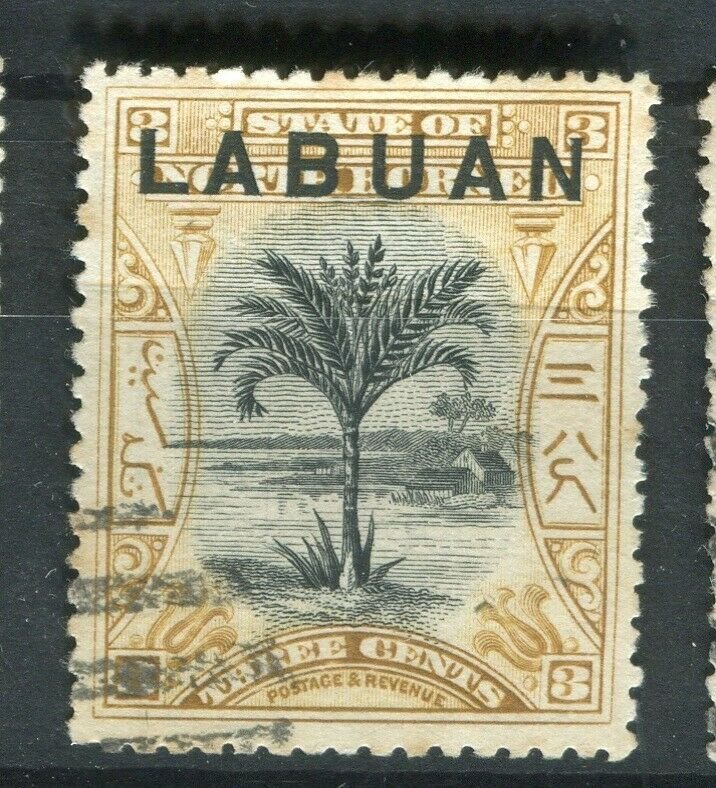 NORTH BORNEO LABUAN; 1890s classic Pictorial issue fine used 3c. value