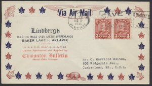 1931 Lindbergh Baker Lake to Aklavik Commemorative Cover, Collector Note