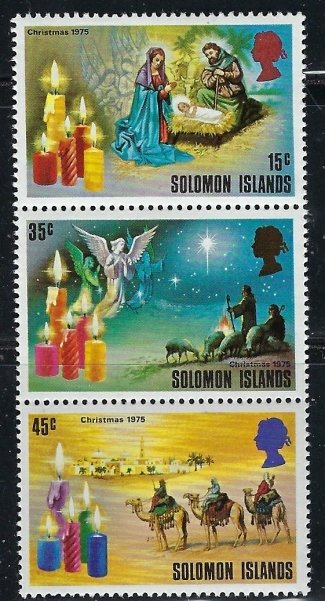 Solomon Is 295a MNH 1975 Christmas strip of 3 (an2696)