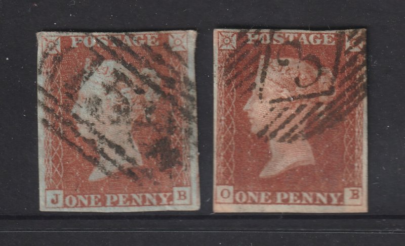 Great Britain x 2 imperf 1d browns used
