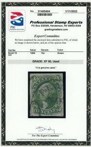 US Stamp #15 Washington 10c- PSE Cert - XF-90 - USED - SMQ $300.00 