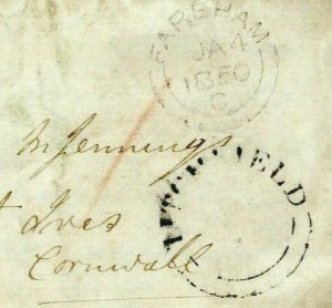 GB HANTS Cover *TITCHFIELD* UDC Fareham CDS Botley Mille Cash Letter 1850 EP449 