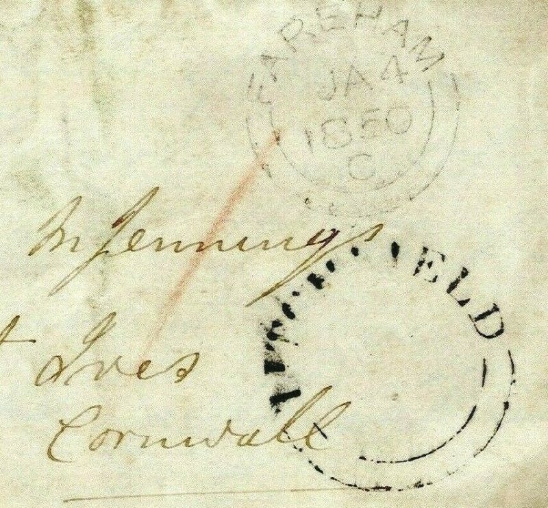 GB HANTS Cover *TITCHFIELD* UDC Fareham CDS Botley Mille Cash Letter 1850 EP449 