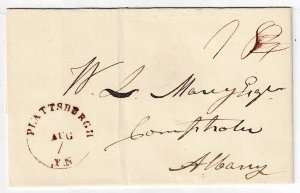 1827 Plattsburgh, N.Y. cancel in purple, Y.N. instead of N.Y.