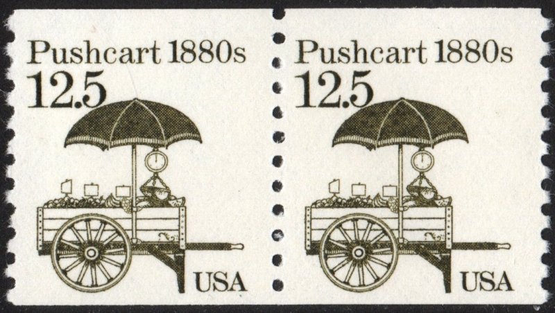 SC#2133 12.5¢ Pushcart Coil Pair (1985) MNH