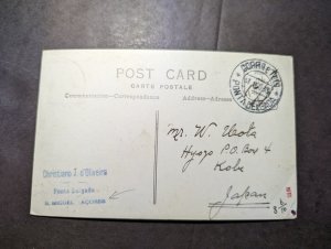 1933 Portugal RPPC Postcard Cover Ponta Delgada to Kobe Japan