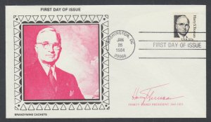 US Pl 1862-C FDC. 1984 20c Harry S Truman, Brandywine FIRST CACHET by Jim Agrain