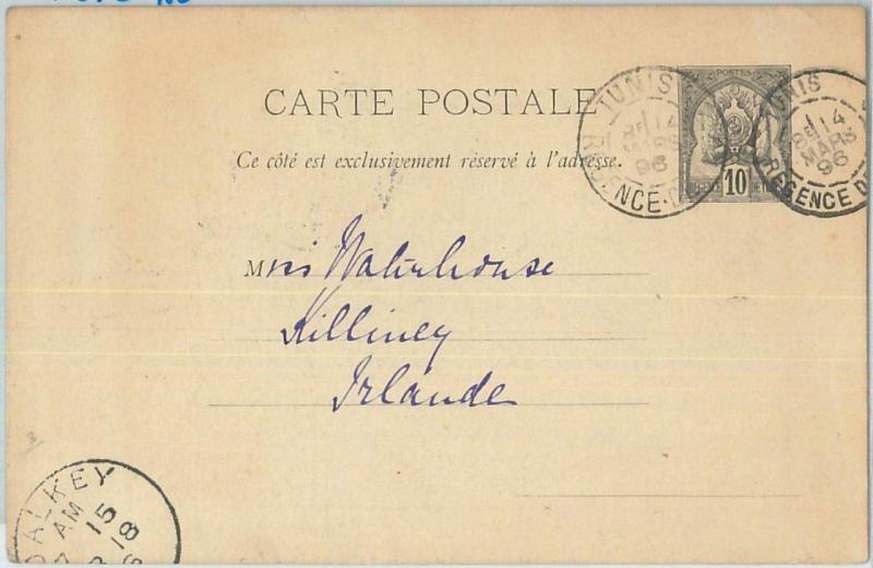 74749 - TUNIS Tunisia - POSTAL HISTORY - Postal Stationery Card to IRELAND! 1896