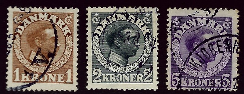 Denmark SC#128-130 Used F-VF hr SCV$36.00...Beautiful Denmark!