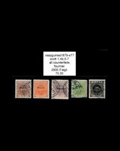 VINTAGE PORT GUINEA-PORT 1879 USd ALL BOGUS #1,4B,5-7  $2900 LOT #1879x77