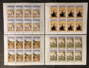 Tanzania Endangered Animals set of 4 MNH Sheets