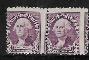 US#720 3c  WashingtonRotary Press Printing - perferation error  (MH) CV $1.50