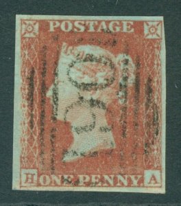SG 8 1d red-brown plate 134 lettered HA. Very fine used 4 margin example '190'.. 