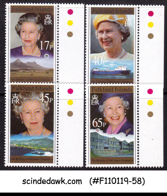 FALKLAND ISLANDS - 1996 70th BIRTHDAY OF H.M. QUEEN ELIZABETH II 4V MNH