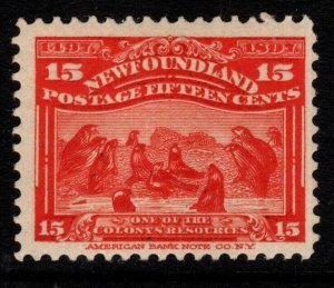 NEWFOUNDLAND SG75 1897 15c BRIGHT SCARLET MTD MINT