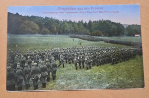 WWI German Army Regiment Inspection Vogesen General v. Gaede Postcard 1915