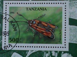 ​TANZANIA-1996-SC#1452 INSECT-ZYGAENA LAETA-CTO S/S-VF LAST ONE FANCY CANCEL