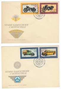 Poland 1987 FDC Stamps Scott 2798-2803 Old Cars Motorcycle Bus