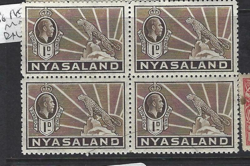 NYASALAND   (P0503B) KGV  LEOPARD  1 D  SG 115  BL OF 4   MNH