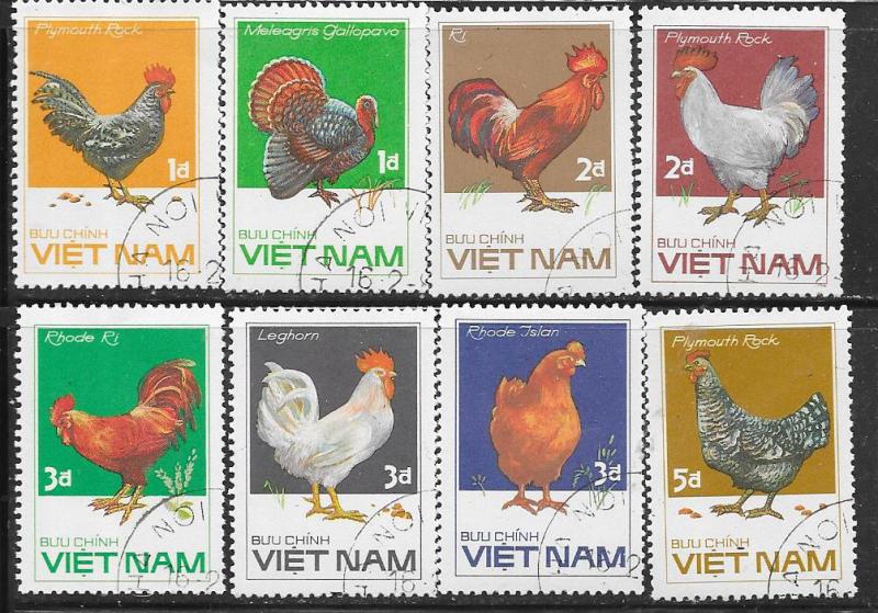 Vietnam-Democratic Republic  #1668-1675 Roosters (U) CV $3.00