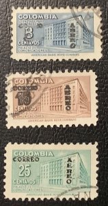 1953 COLOMBIA. Overloaded Airmail. Mi #652/4 .USED-