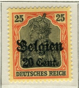 GERMANY; BELGIUM OCCUPATION 1916 Germania surcharge Mint hinged 20c. value