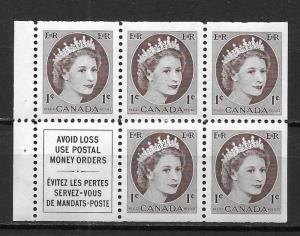 Canada 337a 1954-61 1c Elizabeth BOOKLET PANE MNH