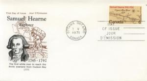 1971 Canada Samuel Hearne Explorer 540 Cole FDC 