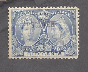 CANADA # 60xx VF MINT VERY LIGHTLY HINGED 50c JUBILEE SPECIMEN OVERPRINT BS30603