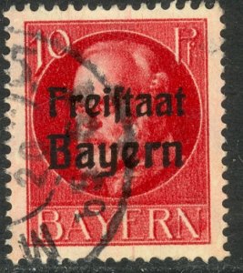 BAVARIA 1919-20 10pf FREISTAAT Overprint on Ludwig III Issue Sc 196 VFU