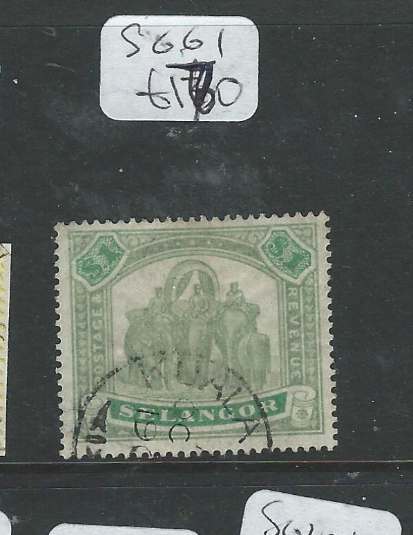 MALAYA SELANGOR (P2907B) $1.00 ELEPHANT SG 61  VFU