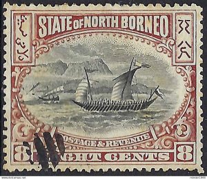 NORTH BORNEO 1897 8c Black & Brown-Purple SG102a Cancelled