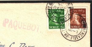 NORWAY Cover GB *NEWCASTLE PAQUEBOT* Violet SS METEOR London 1935{samwells}Q66a