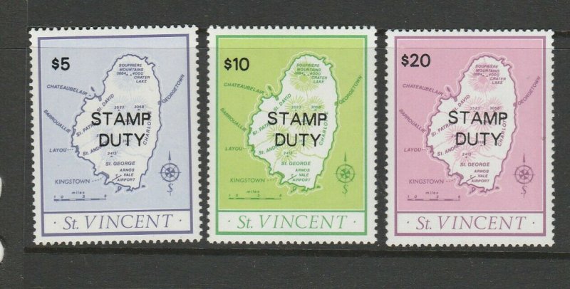 St Vincent 1980 Stamp Duty Opts UM/MNH SG F1/3