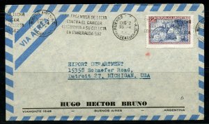 ARGENTINA BUENOS AIRES DEC 2, 195? CANCER FIGHT CANCEL TO DETROIT AS SHOWN