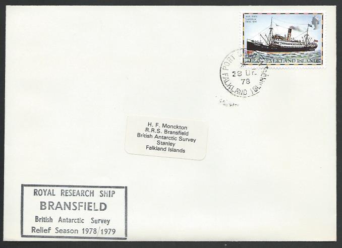 FALKLAND IS 1978 cover Royal Research Ship BRANSFIELD cachet...............56888