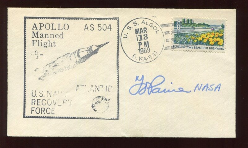 THOMAS O. PAINE SIGNED APOLLO 8 U.S.S. ALGOL RECOVERY FORCE COVER LV5356