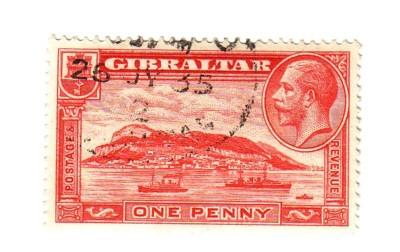 Gibraltar Sc 96 1931 1d red G V & ship stamp used