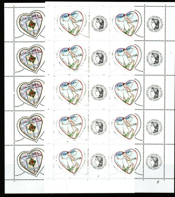 FRANCE SG3943/4 2004 ST.VALENTINE'S DAY SHEETLETS MNH 