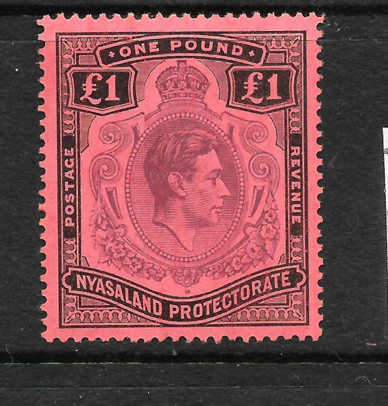 NYASALAND  1938-44   1pound    KGVI    MNH    SG 143