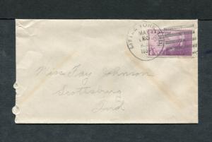 Postal History - Little York IN 1934 Black 4c-bar Cancel Cover B0471
