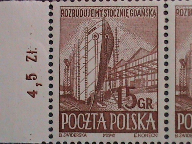 ​POLAND 1952-SC#561-RECONSTRUCTION-GDANSK SHIPYARDS MNH PLATE PAIRS-VERY FINE