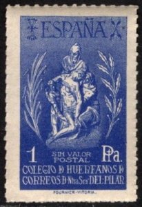 1942 Spain Civil War Charity 1 Peseta Orphan School of Our Lady of Pilar