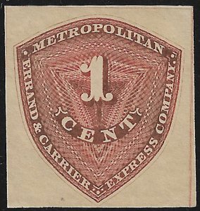 US #LOCAL 107L1  1c Metropolitan Errand and Carrier,  VF/XF unused,  large ma...