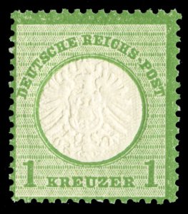 Germany #21a Cat$1,125, 1872 Large Shield, 1kr bluish green, never hinged and...