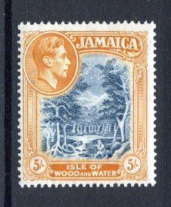 Jamaica 1938 KGVI. 5s slate blue & yellow orange. MVLH. SG132.