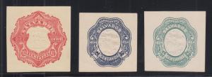 Salvador H&G B23//B43 MNG. 1892-1894 Envelope Cut Squares, 3 different, VF